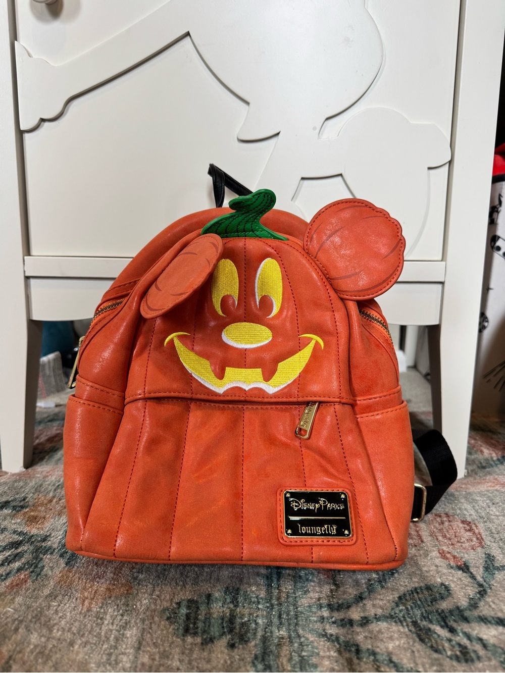 Loungefly Disney Parks Orange Pumpkin Backpack with Mickey Ears